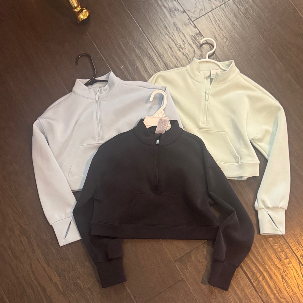 All in Motion Kids Half-Zip scuba Sweatshirt - Black, Light Blue, light mint